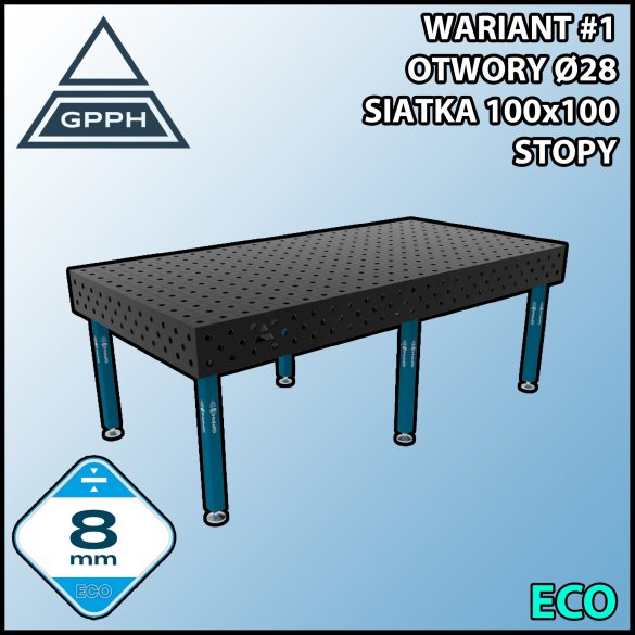 Stół spawalniczy 2400x1200mm Ø28 tradycyjny ECO siatka 100x100mm na stopach #1