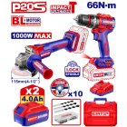 Zestaw narzędzi akumulatorowych, wiertarka + szlifierka + 2x bateria