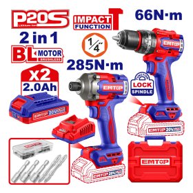 Zestaw narzędzi akumulatorowych, wiertarka  +  zakrętarka  +  2x bateria